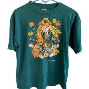 Vintage Scarecrow Kentucky Tee Shirt Doll Adult Size Large Fall Leaves